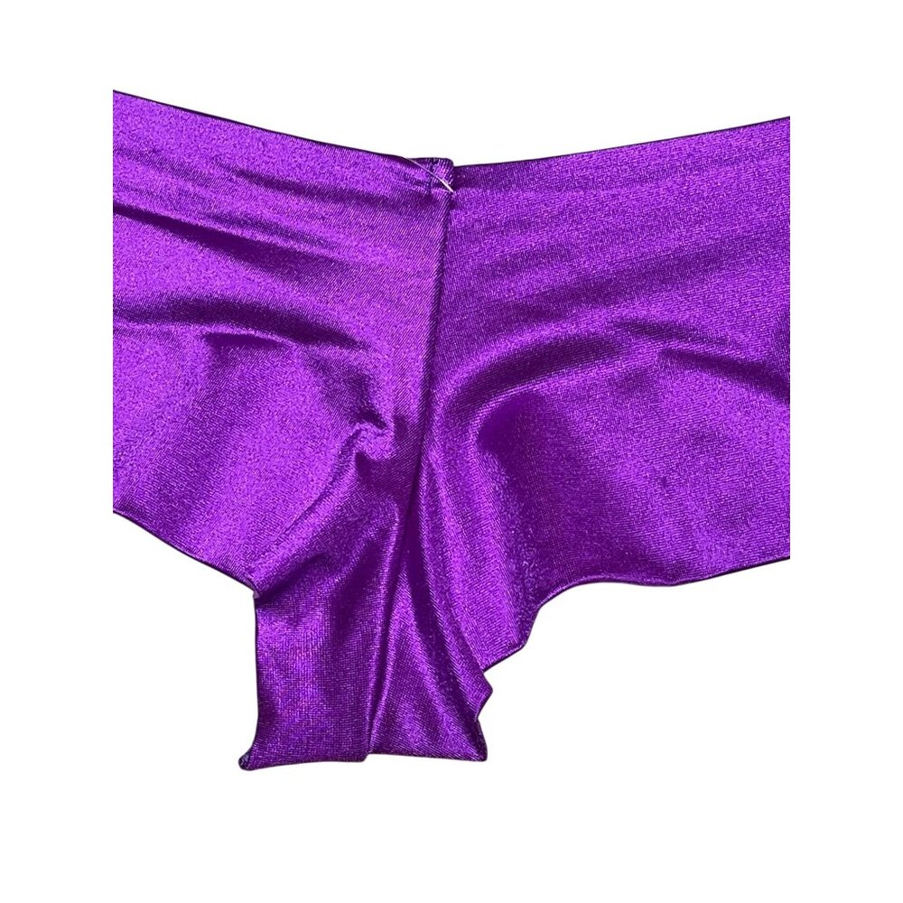 BodyZone Bundle Metallic Super Micro Shorts Shiny Spandex One Size Blue & Purple - Picture 13 of 15